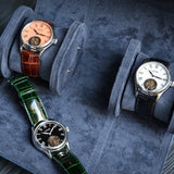 Blue Saffiano Three Watch Roll